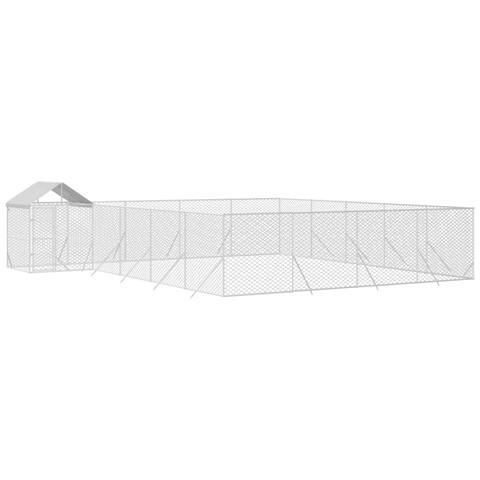 Cuccia Cani Da Esterno Tetto Argento 10x8x2,5 M Acciaio Zincato - Foto 3