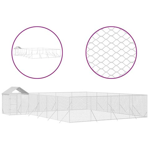 Cuccia Cani Da Esterno Tetto Argento 10x8x2,5 M Acciaio Zincato - Foto 1