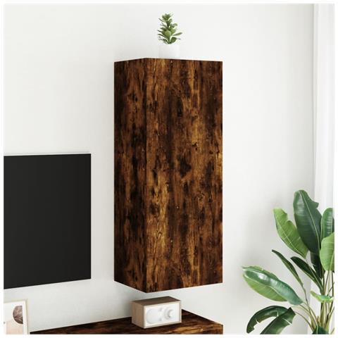 Mobile Tv A Parete Rovere Fumo 40,5x30x102 Cm Legno Multistrato - Foto 3