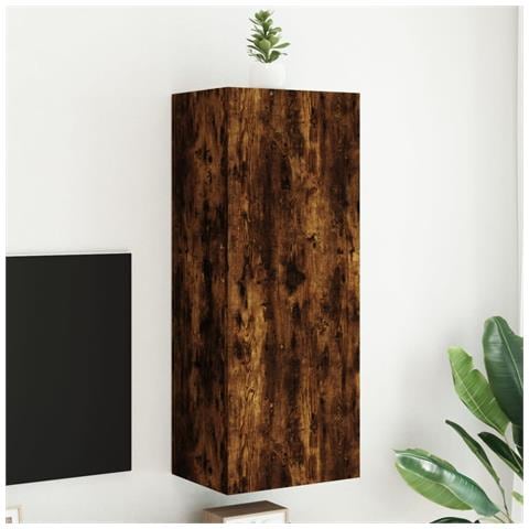 Mobile Tv A Parete Rovere Fumo 40,5x30x102 Cm Legno Multistrato - Foto 1
