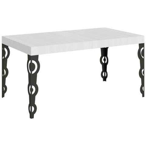 Tavolo Allungabile 90x160/420 Cm Karamay Telaio Antracite - Bianco Frassino - Foto 1