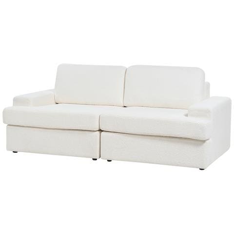 Divano 3 Posti Alla Bouclé Bianco Sporco - Foto 8