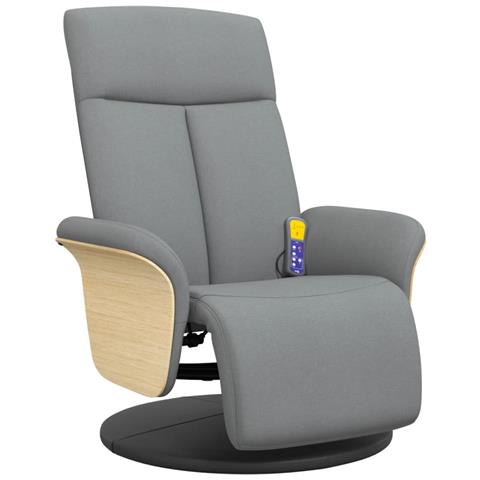 Poltrona Reclinante Massaggio Poggiapiedi Grigio Chiaro Tessuto - Foto 2