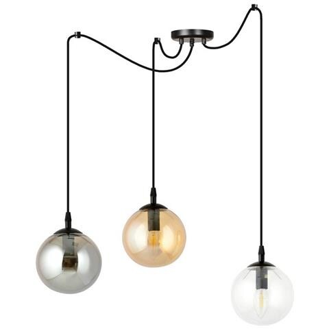 Lampada A Sospensione Gigi - Nero, Grigio, Ambra - Acciaio Verniciato A Polvere, Vetro - 200x200x42 Cm - Foto 2