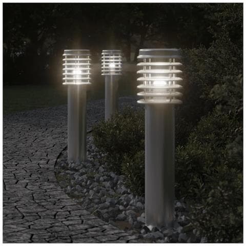 Lampade Da Terra Per Esterni 3 Pz Nere 60 Cm In Acciaio Inox - Foto 1