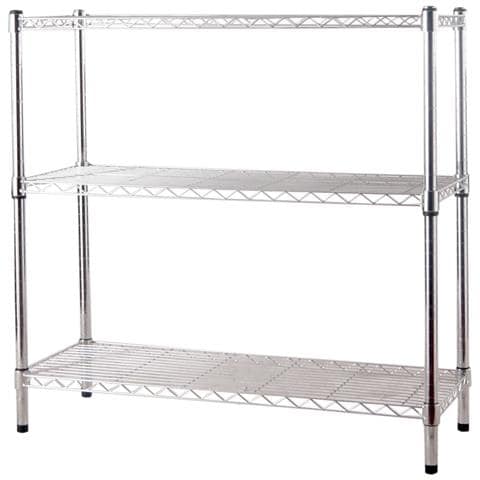 Scaffale In Kit In Acciaio Cromato Con Piedi Regolabili Per Casa E Ufficio 3 O 5 Ripiani Brixo - 3 Ripiani 90x35xh90 Cm - Foto 1