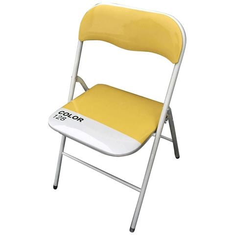 Sedia Pieghevole Da Interno O Esterno In Acciaio Con Seduta E Schienale In Pvc Imbottito Closy - Yellow - Foto 1