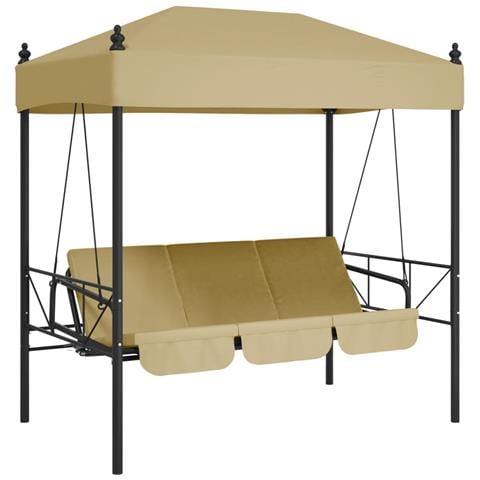 Panchina A Dondolo Da Giardino Baldacchino Sabbia In Acciaio - Foto 1