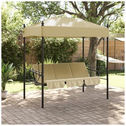 Panchina A Dondolo Da Giardino Baldacchino Sabbia In Acciaio - Foto 2