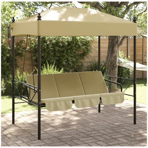 Panchina A Dondolo Da Giardino Baldacchino Sabbia In Acciaio - Foto 8