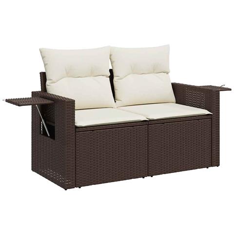 Set Divani da Giardino 7 pz con Cuscini Marrone in Polyrattan - Foto 2
