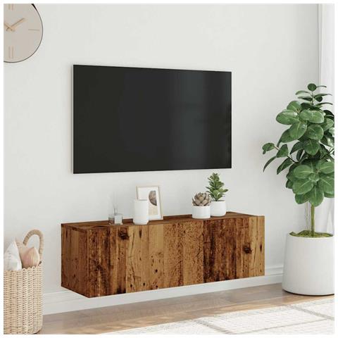 Mobile Tv A Parete Legno Antico 100x30x30 Cm In Truciolato - Foto 3