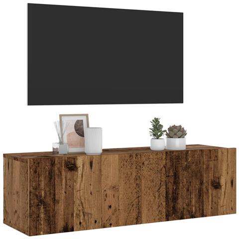Mobile Tv A Parete Legno Antico 100x30x30 Cm In Truciolato - Foto 1