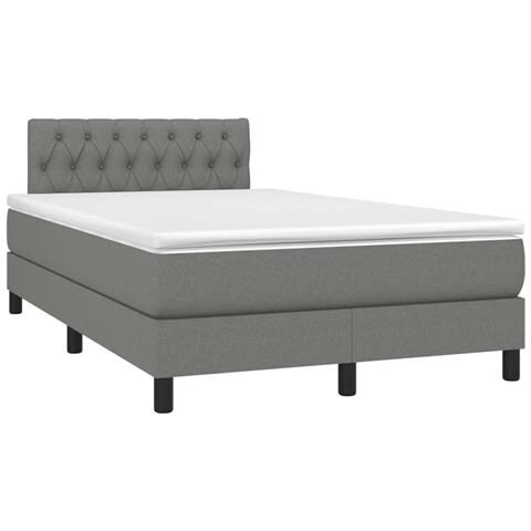Letto A Molle Materasso E Led Grigio Scuro 120x190cm In Tessuto - Foto 3