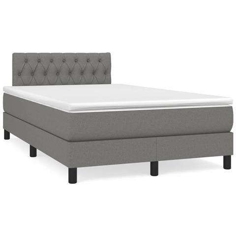 Letto A Molle Materasso E Led Grigio Scuro 120x190cm In Tessuto - Foto 1