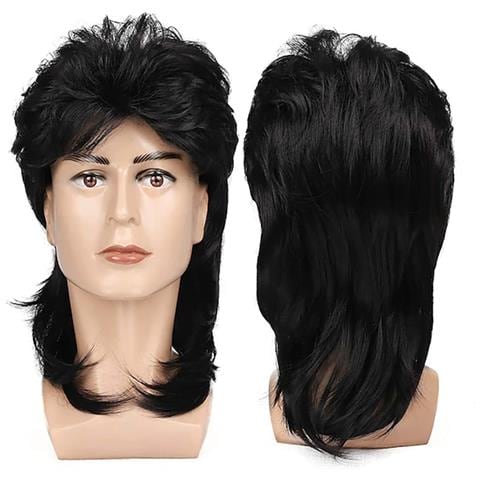 Parrucca Mullet Da Uomo, Acconciatura Retro Anni '80 Black - Foto 1