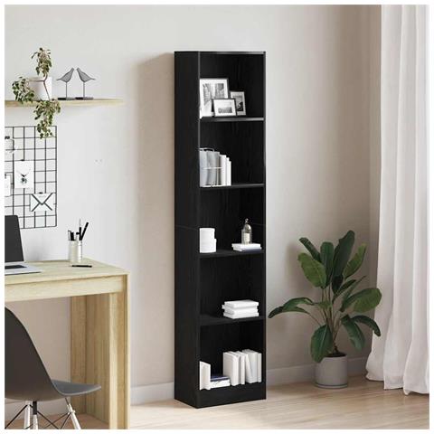 Libreria Rovere Nero 40x24x176 cm in Legno Multistrato - Foto 1