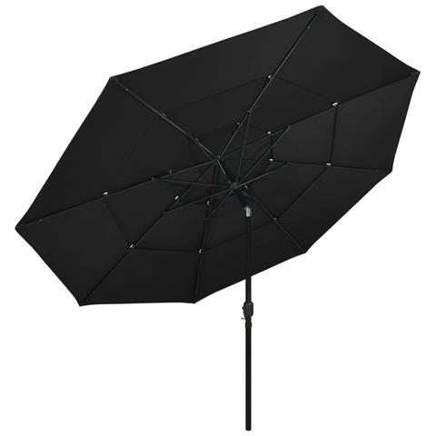 Ombrellone A Sbalzo 3 Livelli Palo Alluminio 3,5 M Nero - Foto 1