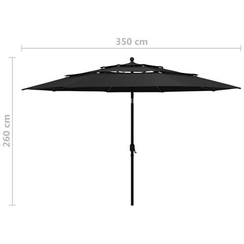 Ombrellone A Sbalzo 3 Livelli Palo Alluminio 3,5 M Nero - Foto 8