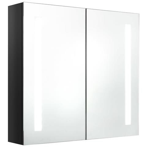 Lusso Casadino -  Armadietto Bagno Con Specchio E Led Nero Lucido 62x14x60 Cm - Foto 1