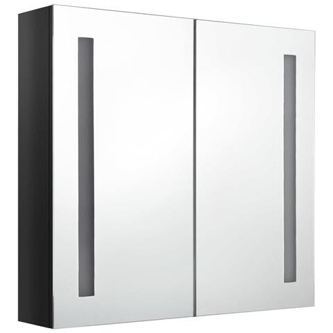 Lusso Casadino -  Armadietto Bagno Con Specchio E Led Nero Lucido 62x14x60 Cm - Foto 2