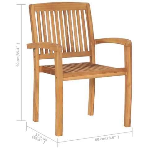 Lusso Casadino -  Sedie Da Giardino Impilabili 4 Pz In Legno Massello Di Teak - Foto 5