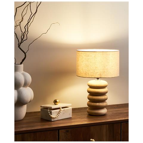 Lampada Da Tavolo Betwa Legno Di Mango Marrone Chiaro - Foto 1