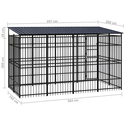 Gabbia per Cani da Esterno con Tetto in Acciaio 7,37 m² - Foto 8