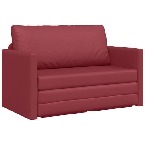 Divano a Terra Letto 2 in 1 Rosso Vino 124x71x78 cm Pelle Artificiale - Foto 1