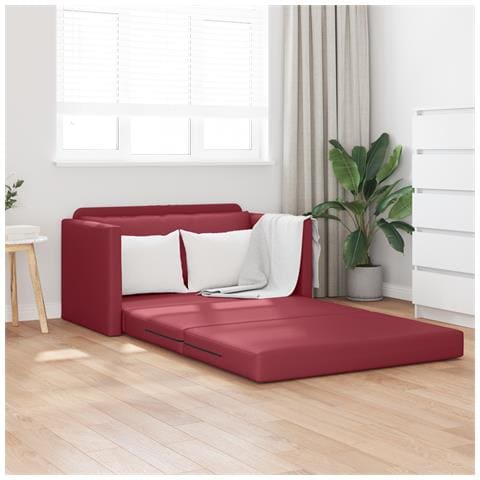 Divano a Terra Letto 2 in 1 Rosso Vino 124x71x78 cm Pelle Artificiale - Foto 2