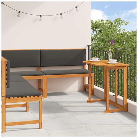 Set da pranzo da giardino a 4 pezzi con cuscini in legno massello di acacia - Foto 2