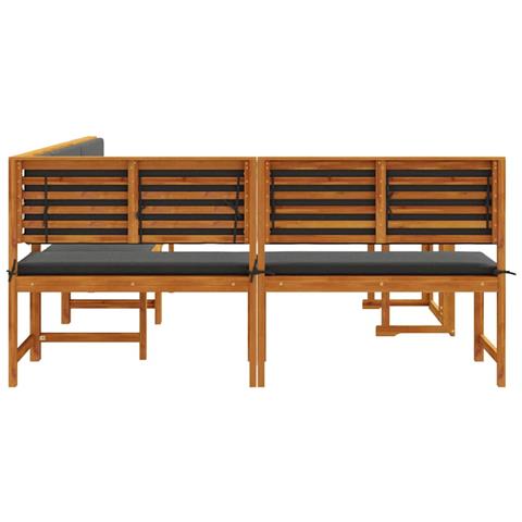 Set da pranzo da giardino a 4 pezzi con cuscini in legno massello di acacia - Foto 9