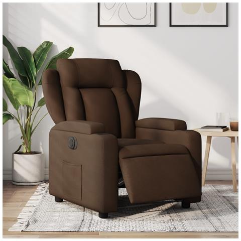 Poltrona Elettrica Reclinabile Marrone in Tessuto - Foto 2