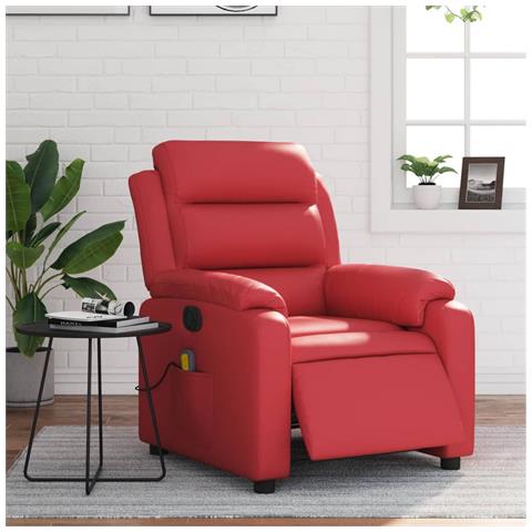 Poltrona Massaggio Elettrica Reclinabile Rosso Similpelle - Foto 2