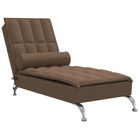 Chaise Longue Massaggi con Capezzale Marrone in Tessuto - Foto 1