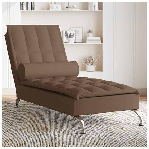 Chaise Longue Massaggi con Capezzale Marrone in Tessuto - Foto 2