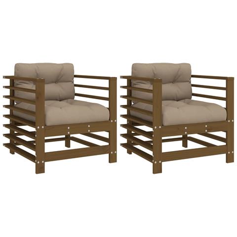 Sedie da Giardino con Cuscini 2pz Ambra Legno Massello di Pino - Foto 1