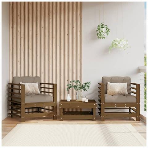 Sedie da Giardino con Cuscini 2pz Ambra Legno Massello di Pino - Foto 2