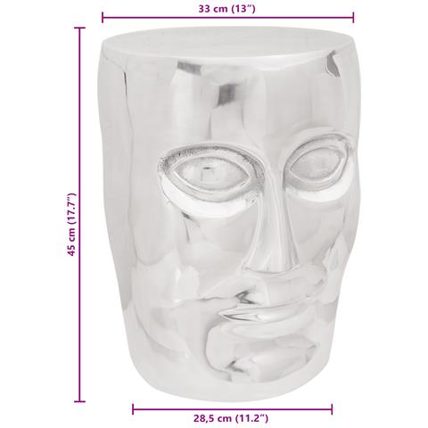 Sgabello Faccia Argento 33x33x45 cm Alluminio - Foto 9