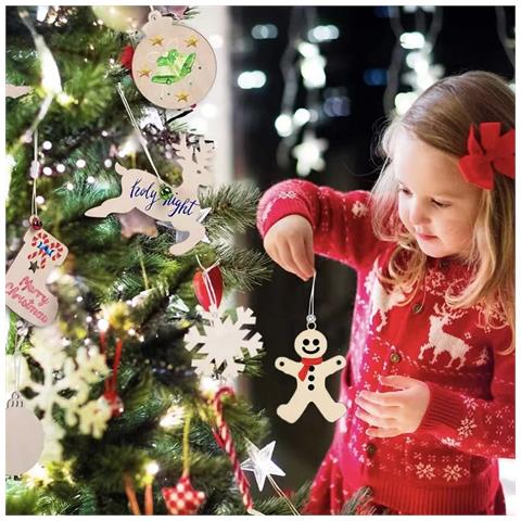 Decorazioni Natalizie In Legno Fai Da Te 36 Pezzi Pennarelli Cordino Per Natale - Foto 8