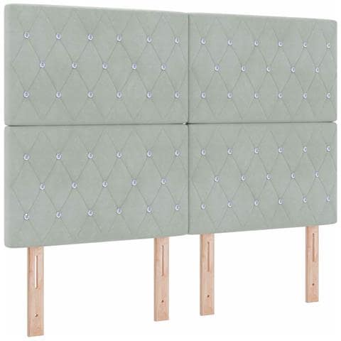 Testiera LED Argille con testiera Grigio chiaro 144 cm Velluto - Foto 1