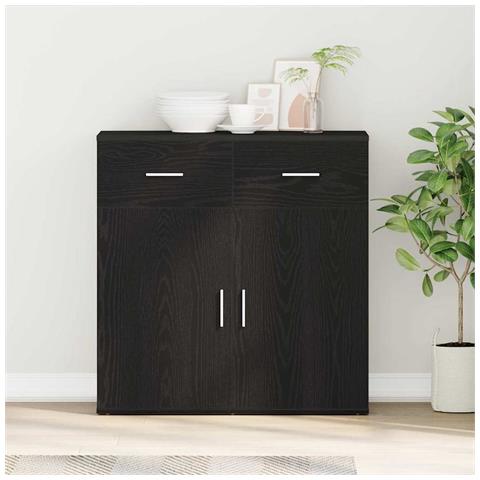 Credenza Rovere nero 79 x 38 x 80 cm Legno multistrato - Foto 2