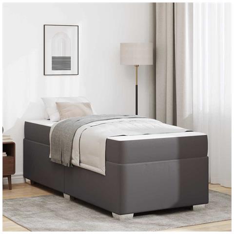 Struttura del letto Grigio 100 x 200 cm Pelle sintetica - Foto 2