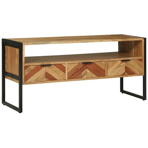 Mobile TV Marrone 100 x 35 x 50 cm Legno massello di acacia - Foto 2