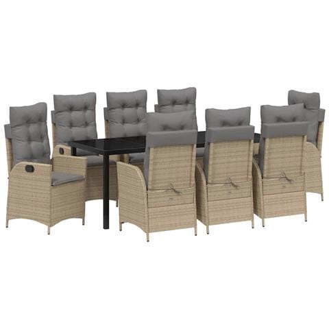 Set da Pranzo per Giardino 9 pcs Beige polyrattan - Foto 1