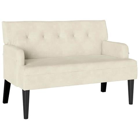Panca Chesterfield Crema 112 x 65.5 x 75 cm Velluto - Foto 1