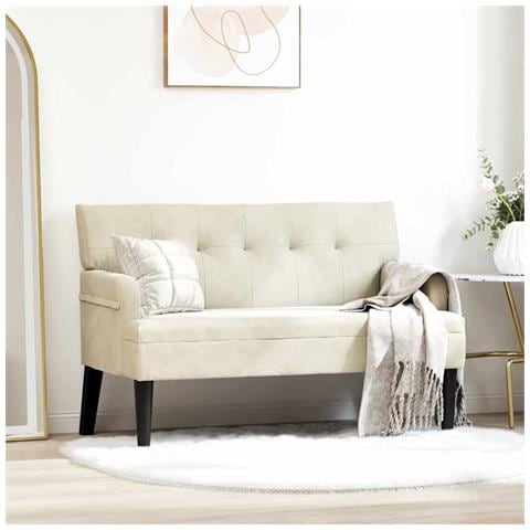 Panca Chesterfield Crema 112 x 65.5 x 75 cm Velluto - Foto 2