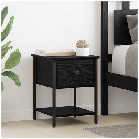 Comodino Rovere Nero 34 x 35,5 x 45 cm Legno multistrato - Foto 2
