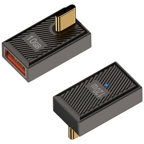 Adattatore Usb A Femmina A Type-c Maschio Ad Angolo Retto, Ricarica Rapida 120w Con Indicatore Luminoso - Foto 1