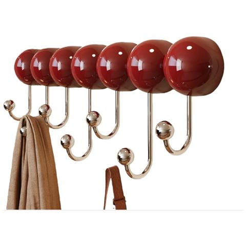 Gancio A Ventosa Con 7 Ganci - Senza Trapano, Ideale Per Abiti, Cappelli E Stoccaggio Red - Foto 1